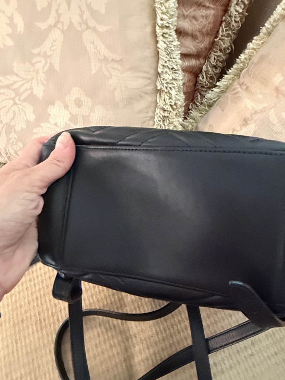 Gucci Black Chevron GG Marmont Mini Backpack with Gold Hardware. - Picture 7 of 12